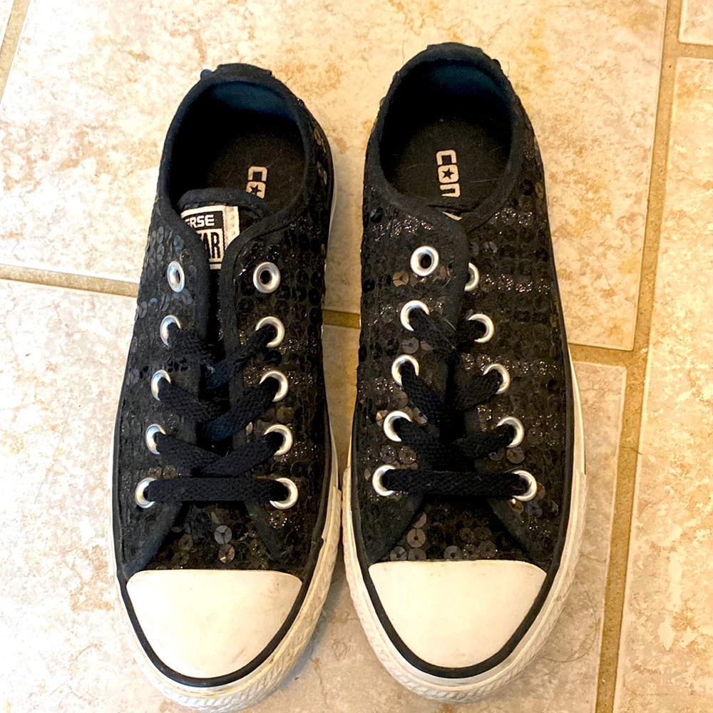 Converse Black Sequins Sz 5